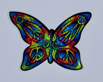 Butterfly Prism Sticker Peace Symbol Large Vending Decal Love neon rainbow Psychedelic 90s 00s y2k