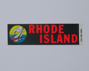 Rhode Island Decal, RI Bumper Sticker, Neon Black, Camper van day glo 60s 70s ephemera