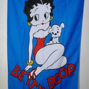 Betty Boop Flag, Decorative Polyester Cloth, Pudgy Dog Cartoon Comic Book Character Wall Art