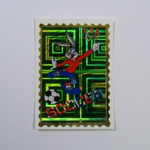 Bugs Bunny Prism Sticker, Soccer Player Decal, Warner Bros 1996 Olympics Team USA 90s vending