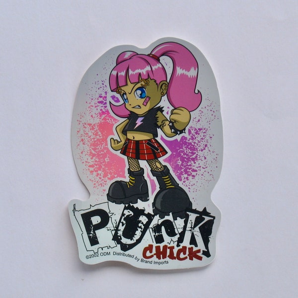 Punk Chick Prism Sticker, Pink Vending Decal, Large Kawaii Cute metallic foil woman girl