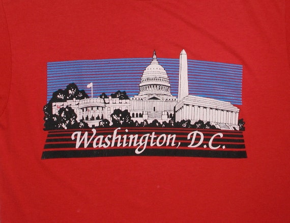 Washington DC T Shirt Medium Red tee 80s District… - image 2