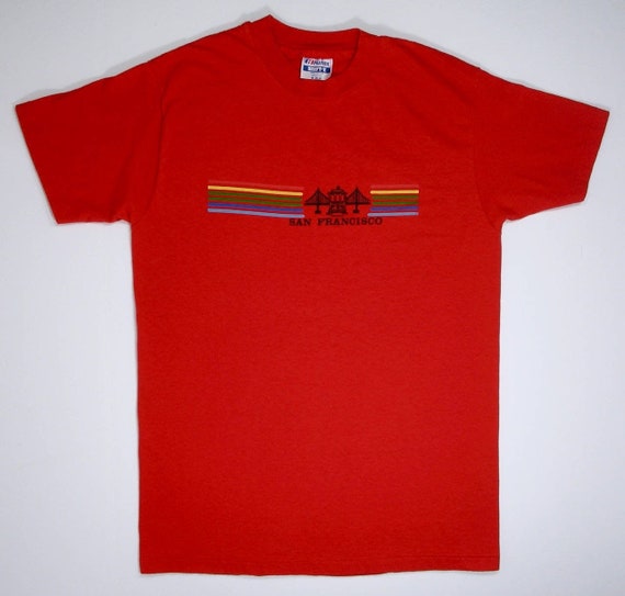 San Francisco T Shirt Red Single Stitch Tee S/M C… - image 1