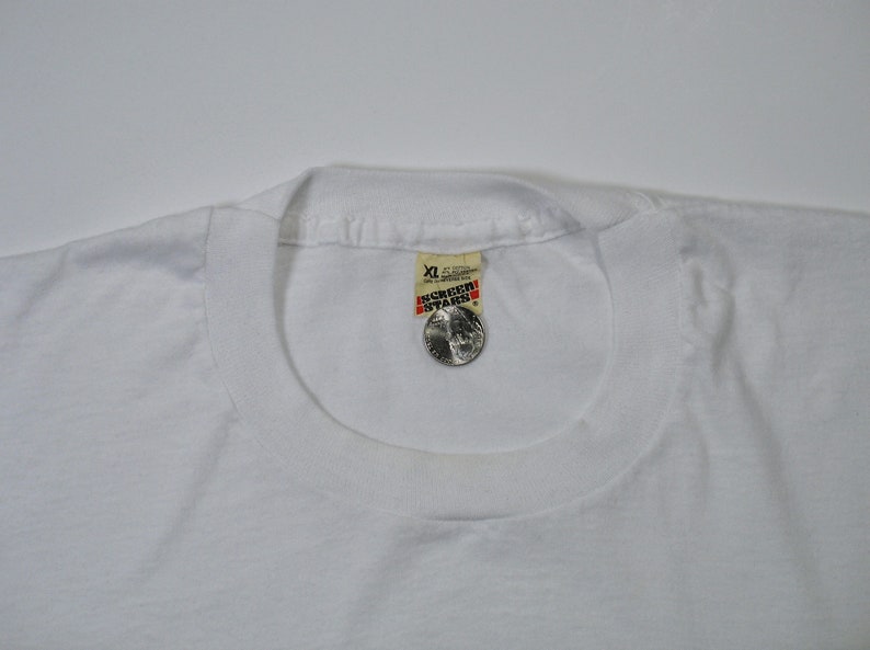 Vintage Braille T Shirt ML white soft paper thin tee I Heart Love screen stars red puff paint speak blind visually impaired Single Stitch