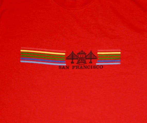 San Francisco T Shirt Red Single Stitch Tee S/M C… - image 2
