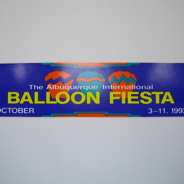 Hot Air Balloon Bumper Sticker, Albuquerque New Mexico Decal, 1992 Fiesta kodak colorful NM 90s