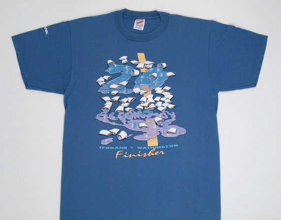 Bloomsday 1996 T Shirt, Large Blue Runner Tee, Fi… - image 1