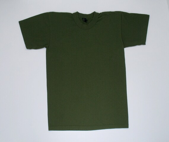 Vintage Blank Army Green T Shirt Tee 