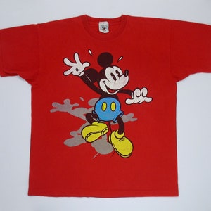 Mickey Mouse T Shirt, XL Red Tee, Single Stitch, Walt Disney & Co Cartoon patina OSFA 80s 90s Minnie