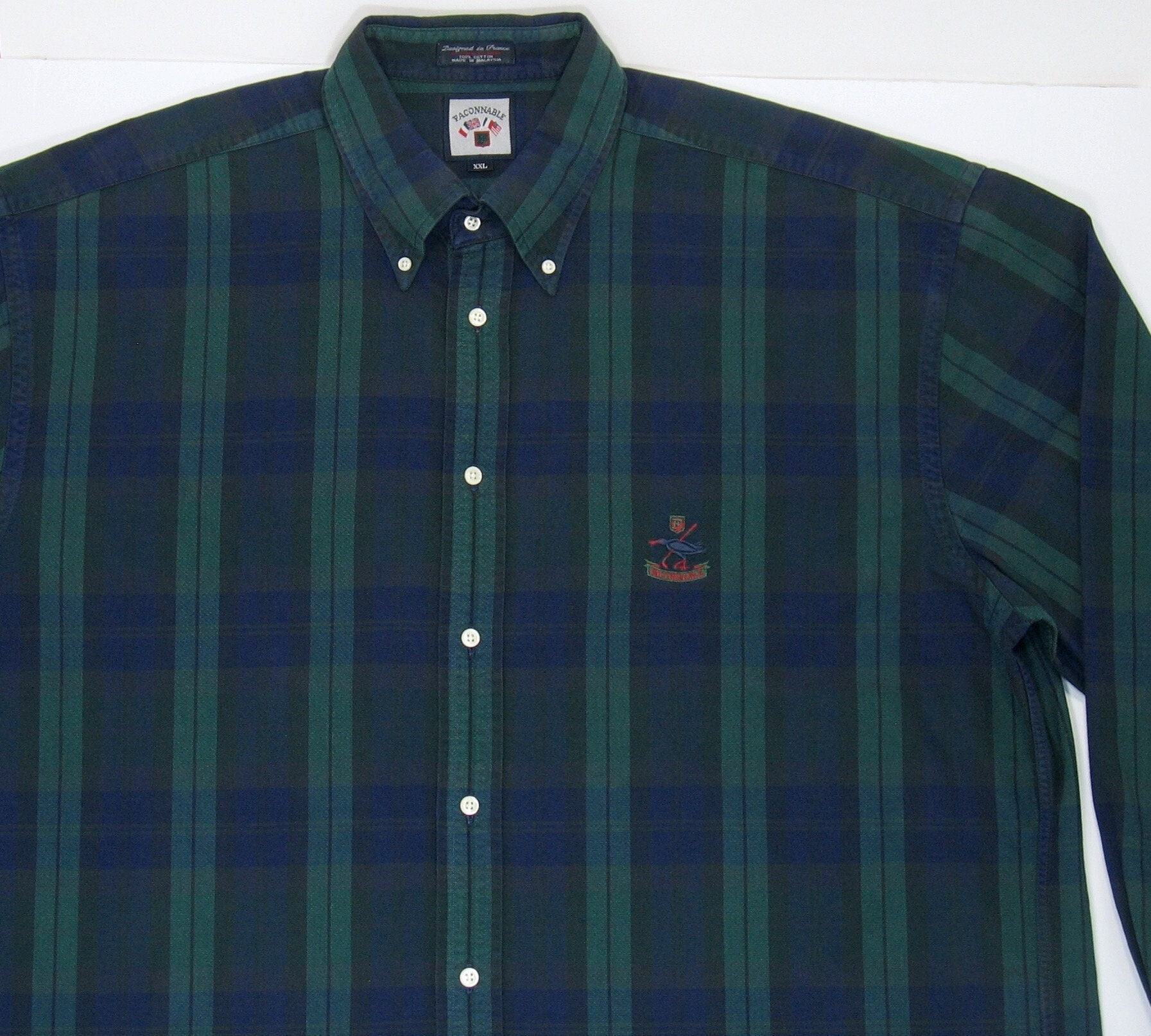 Camisa Faconnable botones a cuadros 2XL XXL azul verde grueso pesado manga larga Albert Goldberg Etsy Espana