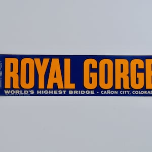 Colorado Bumper Sticker, Neon Travel Decal, Royal Gorge, World&#39;s Highest Bridge, camper van RV 60s 70s