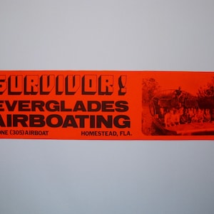Everglades Bumper Sticker, Florida Decal, Neon Orange, Air-Boating Survivor, FL Beach camper van 80s