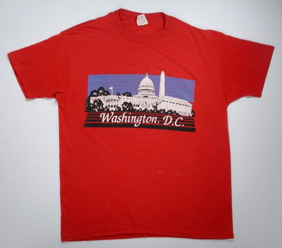 Washington DC T Shirt Medium Red tee 80s District… - image 1