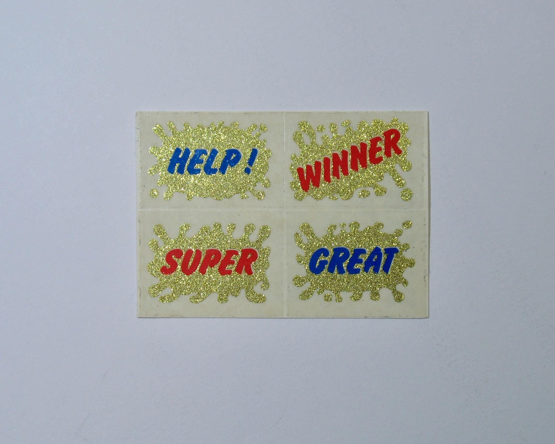 Sticker For Help Gold Glitter Stickers, Super, Winner, Help!, Word Decals, Sayings ...
