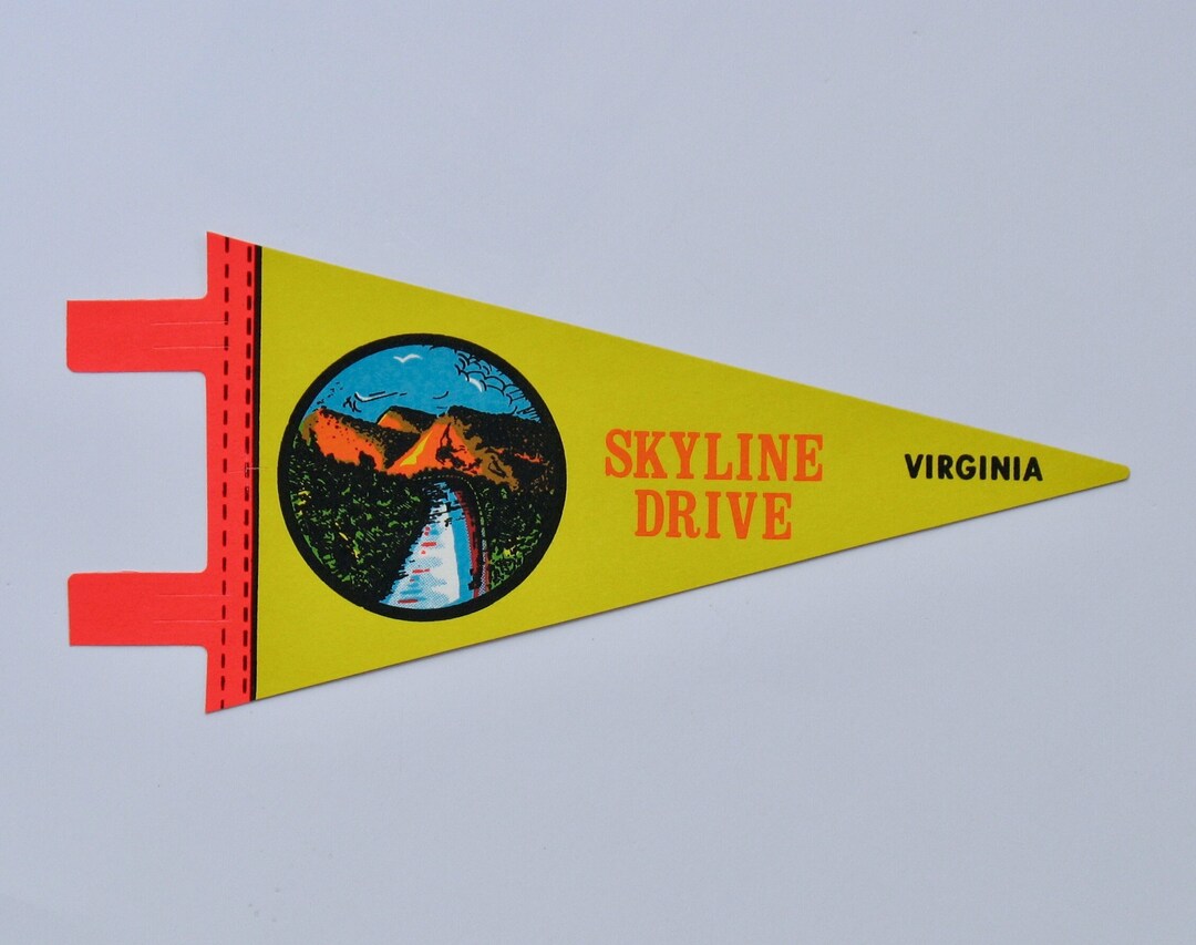 Skyline Drive Decal, Virginia Pennant Sticker, Neon RV Camper Van, Blue