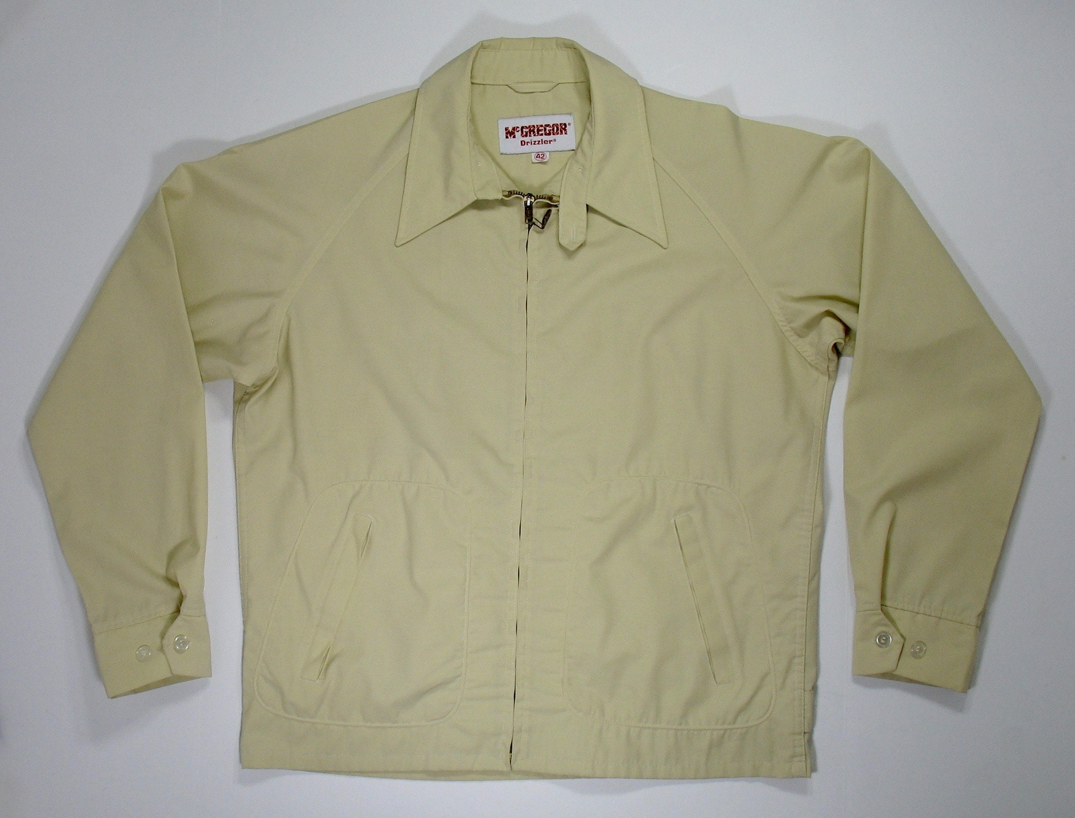 RESERVED 80s Mcgregor Drizzler Jacket Khaki Tan Zipper Beige