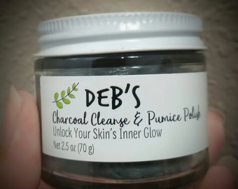 Charcoal Cleanse and Pumice Polish, Face Scrub, All Natural, Gentle enough for Sensitive Skin