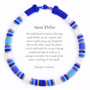 Clearance Zulu Inspired Statement Necklace of Blue Beadwork, Bead Wrapped Rope Necklace, African Inspired Beadwork