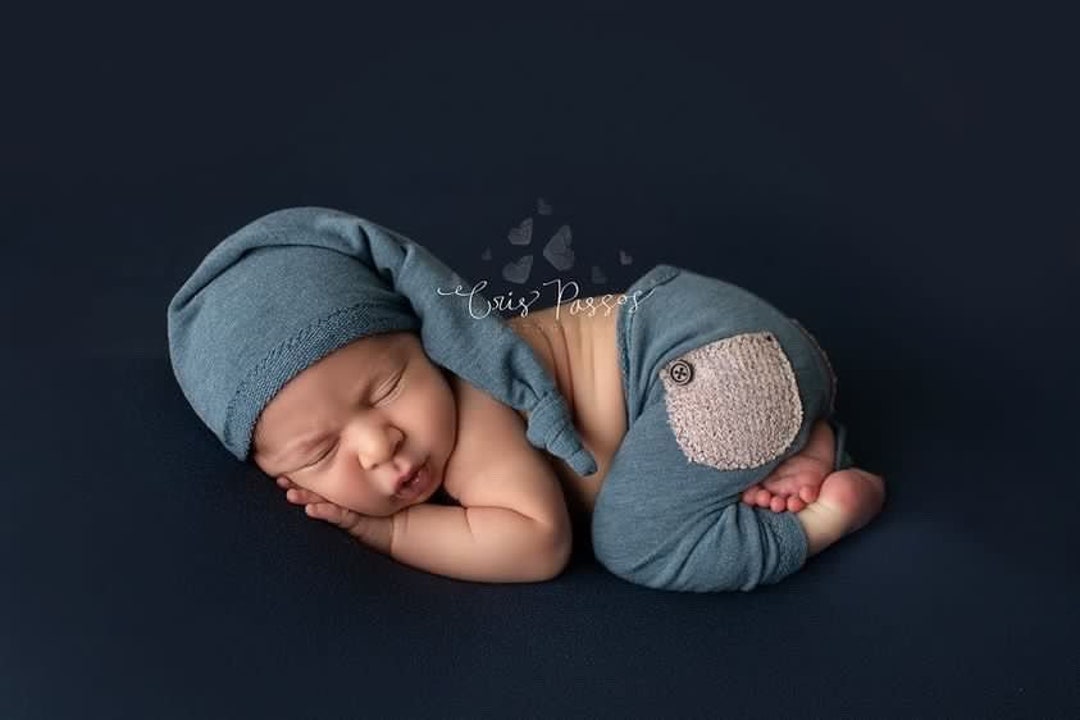 Newborn Boy Pants and Hat Set the ben Blue and Rust Newborn Pants, Baby