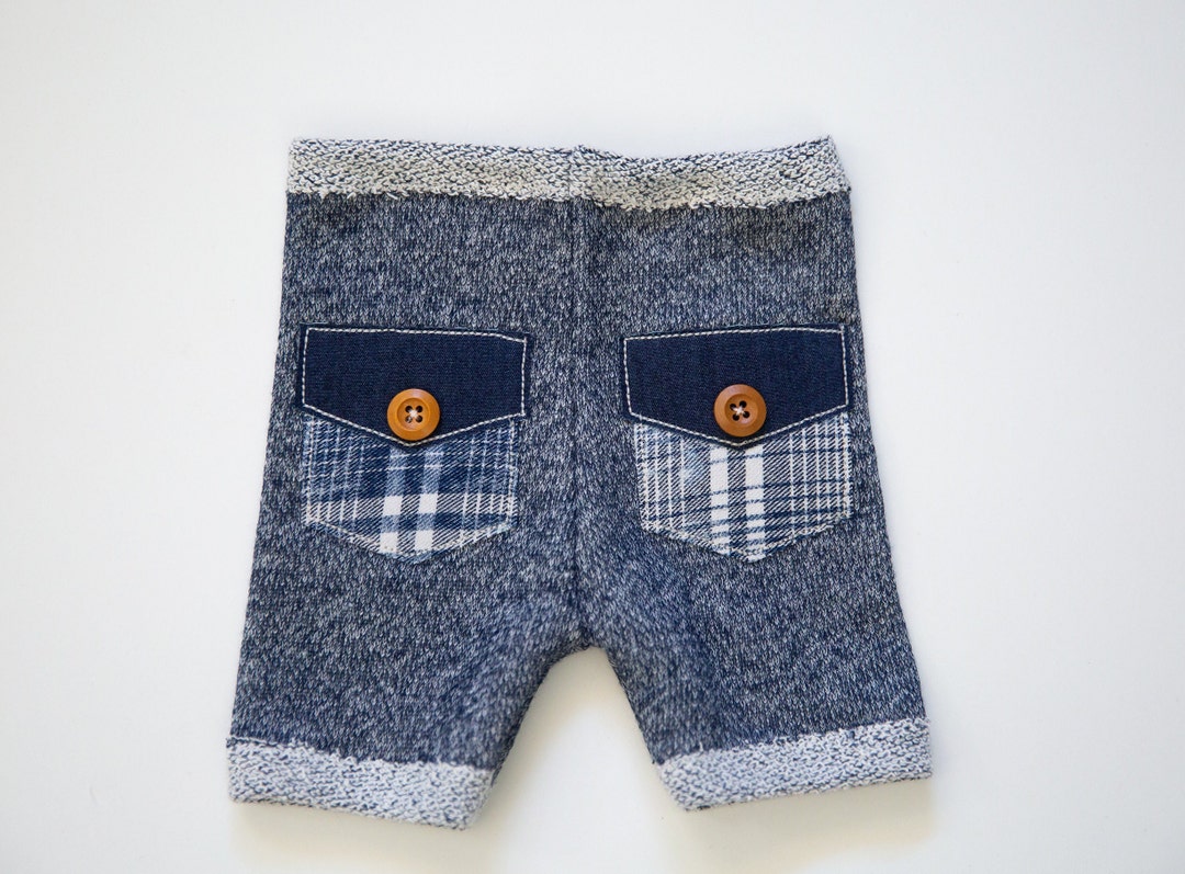 Newborn Boy Shorts the denim Navy and White Etsy
