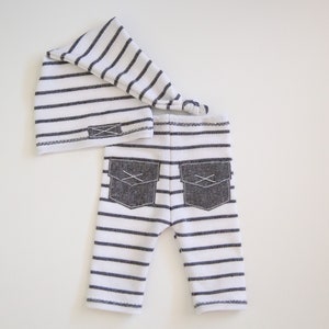 Newborn Boy Pants and Hat Set - The "Luke" white and charcoal stripe newborn outfit, baby boy, stripes, Newborn boy photo prop