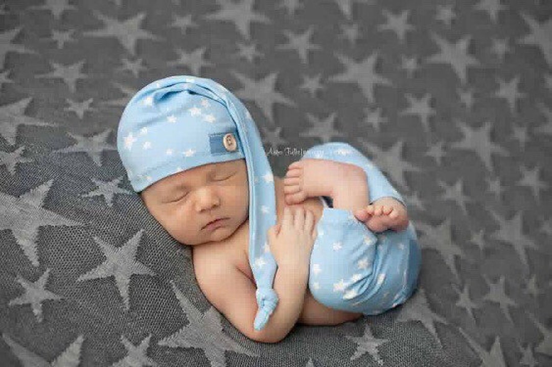 Newborn Boy Pants and Hat Set aron in Baby Blue Etsy