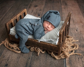 Newborn Boy Romper-  "Charlie" blue footed romper. Newborn boy photo outfit, Newborn photo prop, newborn pajamas, Christmas