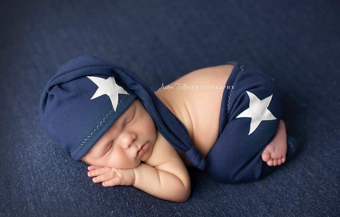 Newborn Boy Pants and Hat Set dylan Navy Blue Etsy