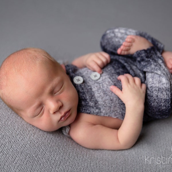 Newborn Boy Romper- "Burton"  Navy and gray ombre newborn romper, overalls,Newborn boy photo outfit, Newborn photo prop, baby boy
