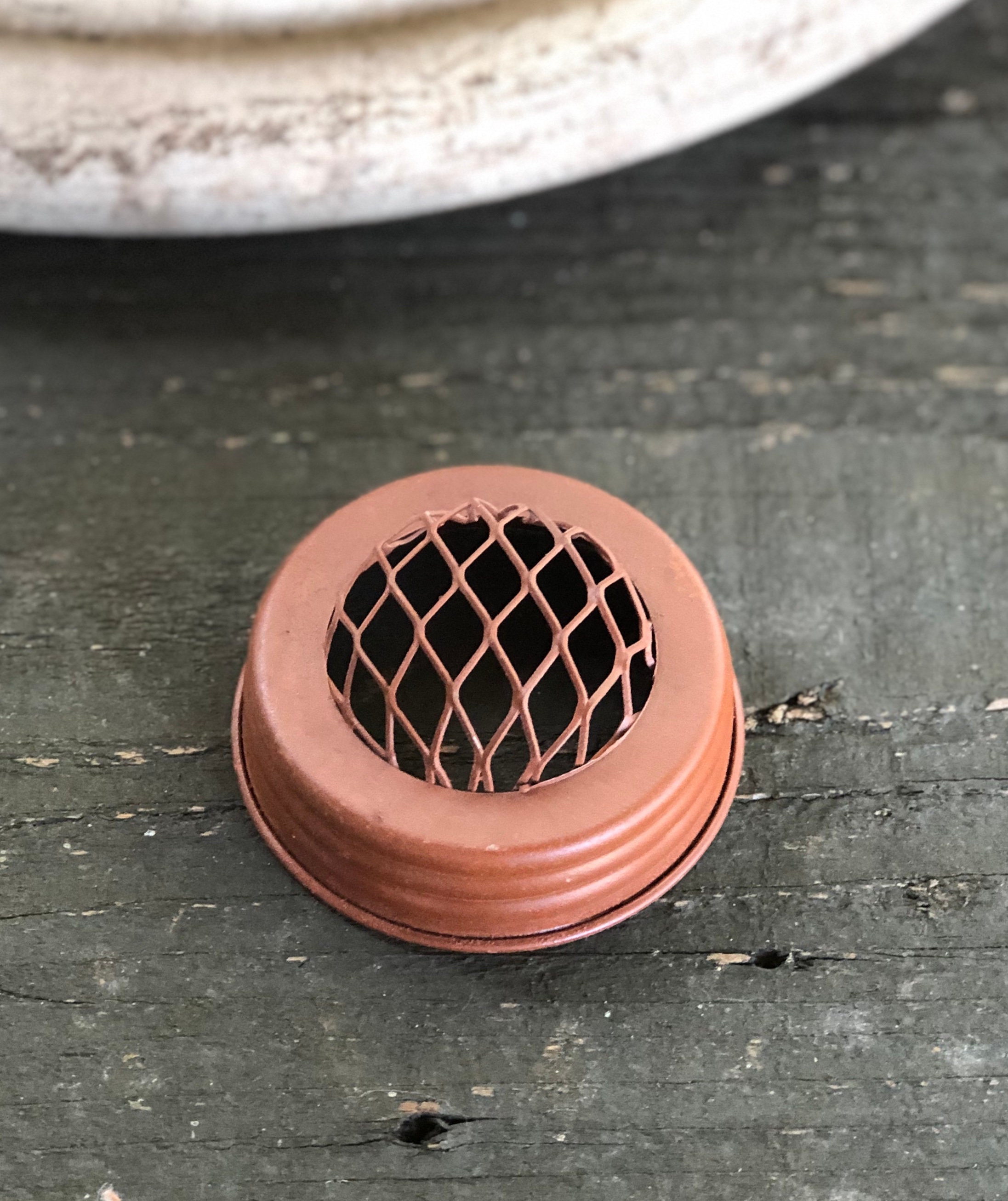 Rusty Mason Jar Flower Frog Lid Potpourri Jar Lid Rustic Etsy