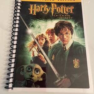 Harry Potter The Chamber of Secrets Movie DVD Upcycled Spiral Bound Notebook Notepad Journal Nostalgia Vintage Uniqye Gift Idea Doby Retro