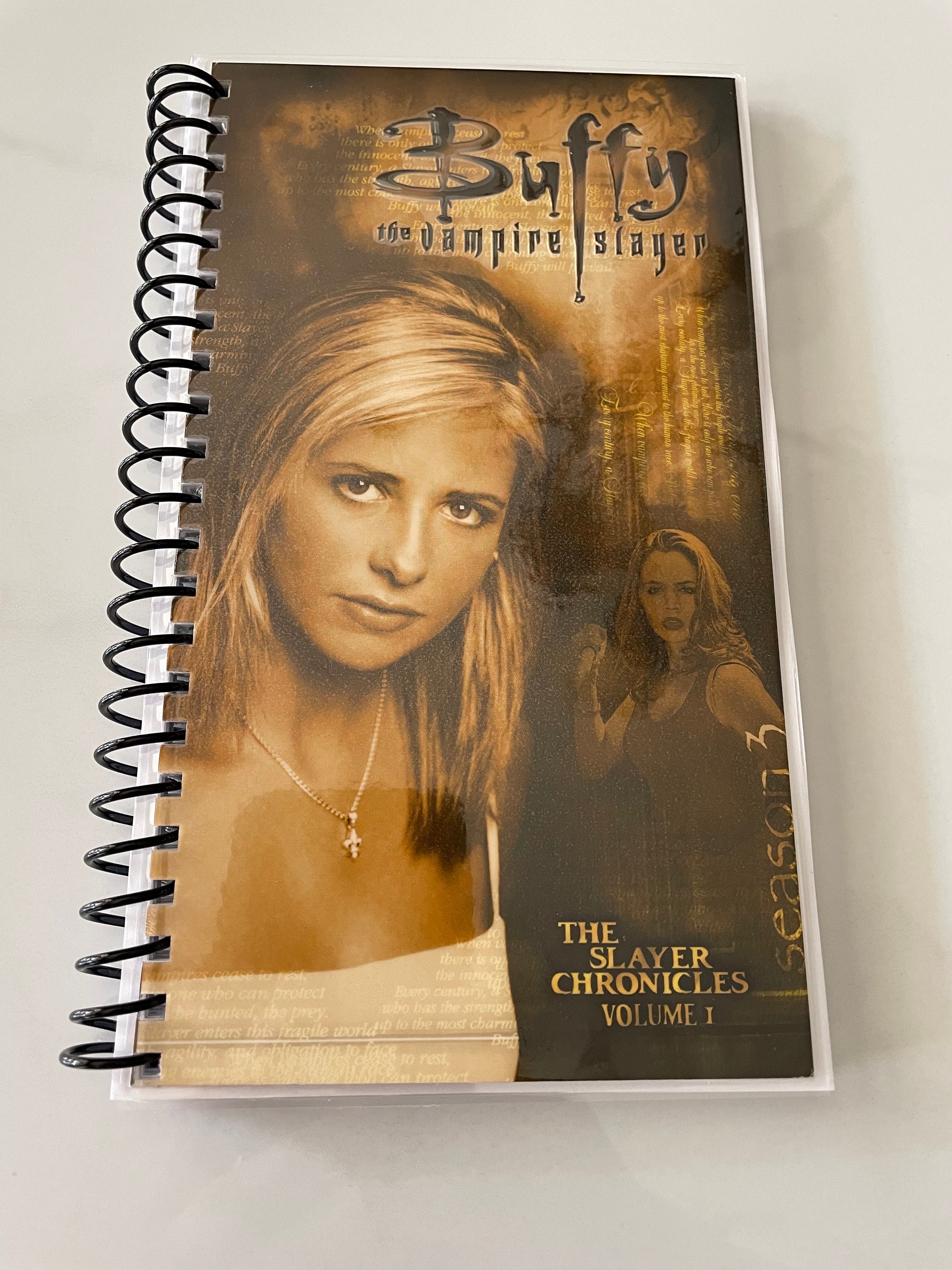 Buffy the Vampire Slayer the Slayer Chronicles Volume 1 90s TV Show VHS  Upcycled Spiral Bound Notebook Vintage 