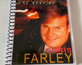 SNL Saturday Night Live The Best of Chris Farley TV Show DVD Upcycled Spiral Bound Notebook Journal Notepad Unique Gift Ideas Vintage Retro