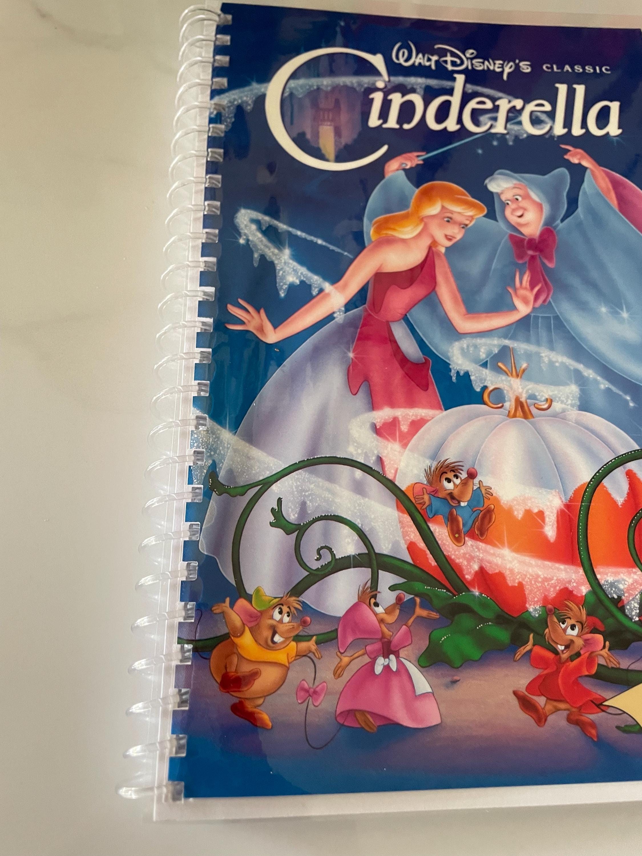 Princess Note Pad Disney Cinderella Movie VHS Video Upcycled Spiral Bound Notebook ...