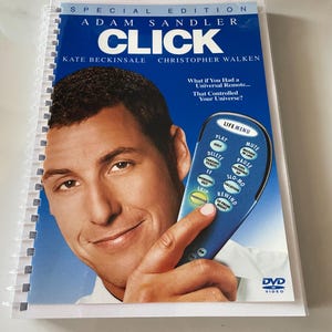 Click Movie DVD Video Upcycled Spiral Bound Notebook Journal Notepad Nostalgia Vintage Adam Sandler Unique Gift Idea Christopher Walken
