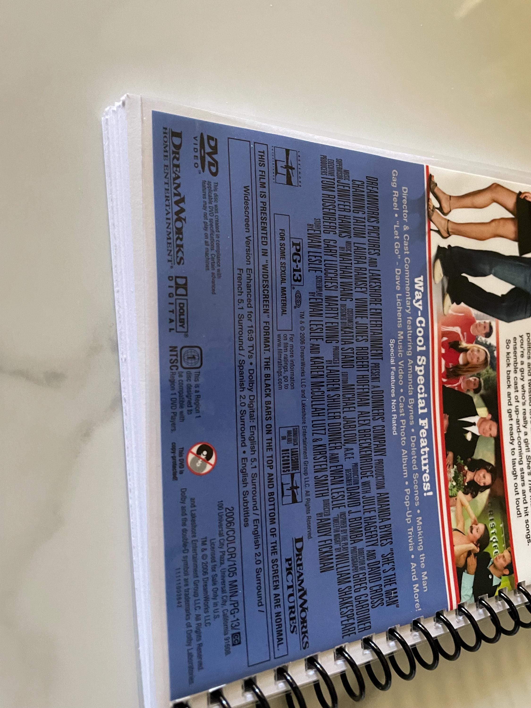 Shes the Man Movie DVD Upcycled Spiral Bound Notebook Notepad Journal ...