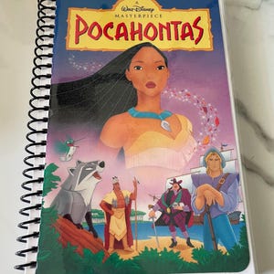 Walt Disney Pocahontas 90s Movie VHS Video Upcycled Spiral Bound Notebook Notepad Journal Nostalgia Vintage Unique Gift Idea Disney Themed