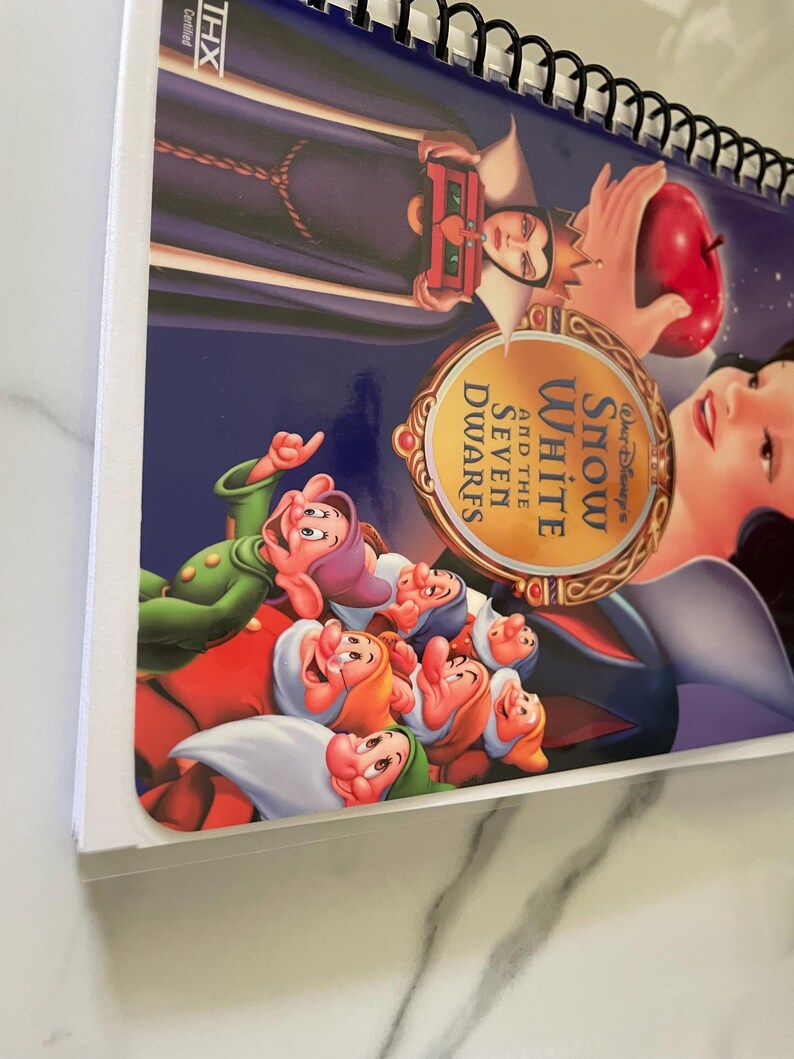 Princess Note Pad Disney Snow White and the Seven Dwarfs VHS Video Upcycled Spiral Bound ...