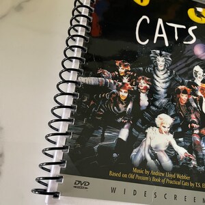 Broadway Musical Cats Movie DVD Upcycled Spiral Bound Notebook Journal