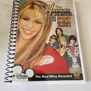 Hannah Montana Pop Star Profile TV Show DVD Upcycled Spiral Bound Notebook Journal Vintage Miley Cyrus