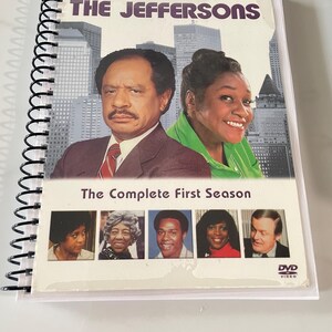 The Jeffersons Season 1 DVD Upcycled Spiral Bound Notebook Notepad Journal Vintage TV Show Gift Ideas 70s George Jefferson