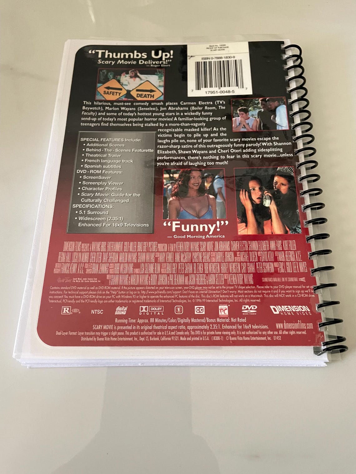 Scary Movie Movie DVD Upcycled Spiral Bound Notebook Journal Notepad ...
