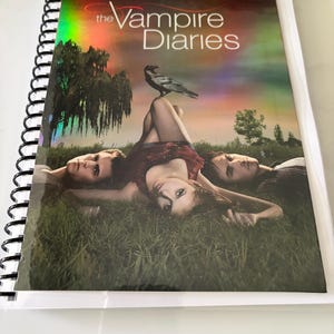 The Vampire Diaries Season 1 DVD Upcycled Spiral Bound Notebook Notepad Journal Vintage Damon Salvatore Stefan Salvatore Elena Gilbert