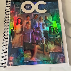 Cuaderno de espiral reciclado con la serie de televisión The OC, temporada 2, DVD, bloc de notas, estilo vintage, nostalgia, retro, Marissa Cooper, Seth Cohen, Ryan Atwood