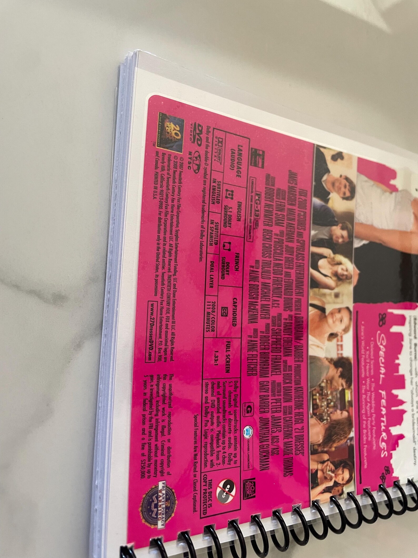27 Dresses Movie DVD Upcycled Spiral Bound Notebook Journal Notepad ...