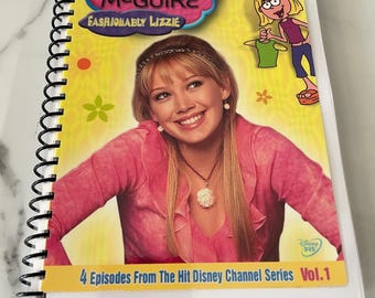 Disney Channels Lizzie McGuire Fashionably Lizzie TV Show DVD Upcycled Spiral Bound Notebook Vintage Gift Ideas Hilary Duff