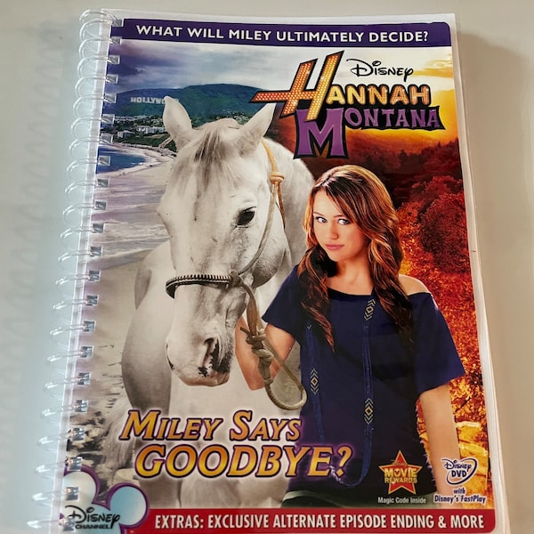 Hannah Montana Miley Says Goodbye TV Show DVD Upcycled Spiral Bound Notebook Vintage Miley Cyrus Disney