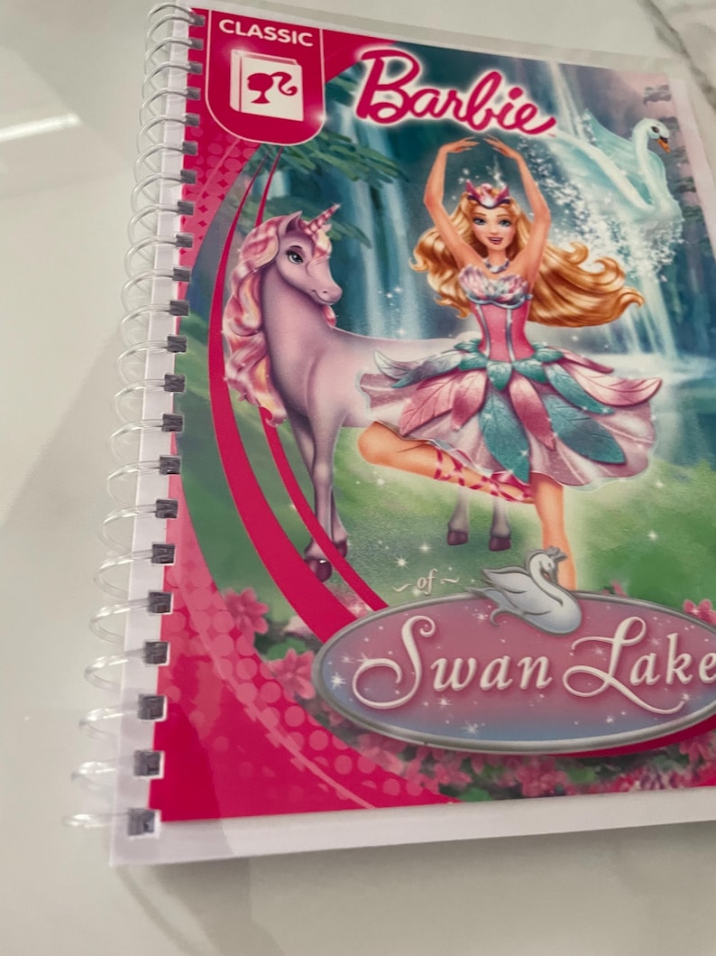 Barbie Swan Lake Pink Edition Movie DVD Upcycled Spiral Bound Notebook ...