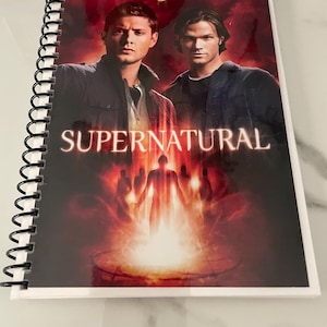 Supernatural Season 5 TV Show DVD Upcycled Spiral Bound Notebook Journal Vintage Gift Ideas Jensen Ackles Jared Padalecki Winchester