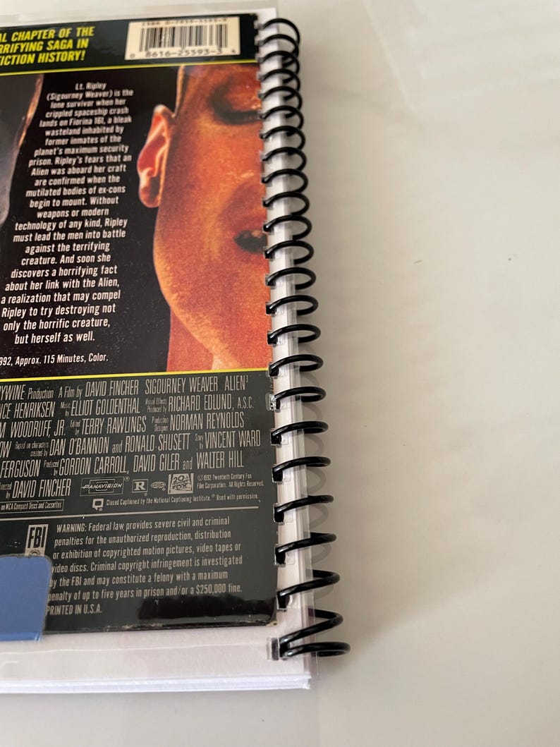 90s Alien 3 Movie VHS Video Upcycled Spiral Bound Notebook Notepad ...